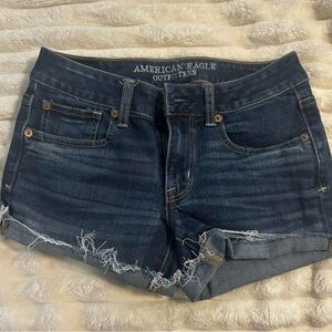 American Eagle Outfitters Blue Jean Shorts Distressed Cut-Offs